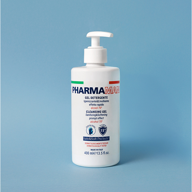 Gel igienizzante mani 400 ml con dosatore Pharmamani – mani morbide, alcool 70%