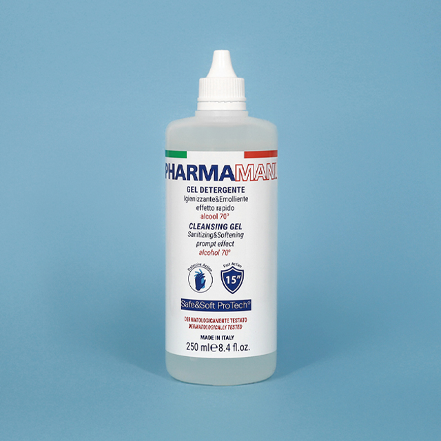 Gel igienizzante mani 250 ml Pharmamani – alcool 70%, effetto rapido, idratante